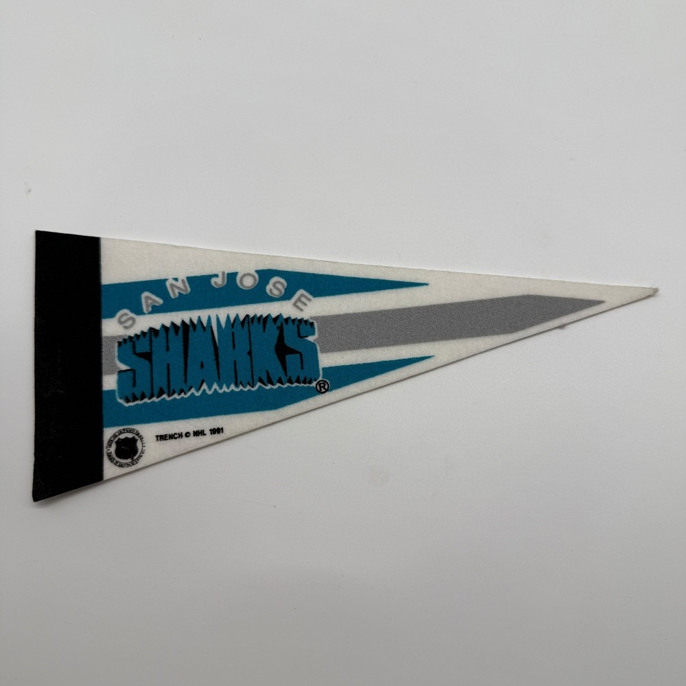San Jose Sharks Vintage 90s Trench NHL Hockey Mini Pennant 9"x4" Felt Banner